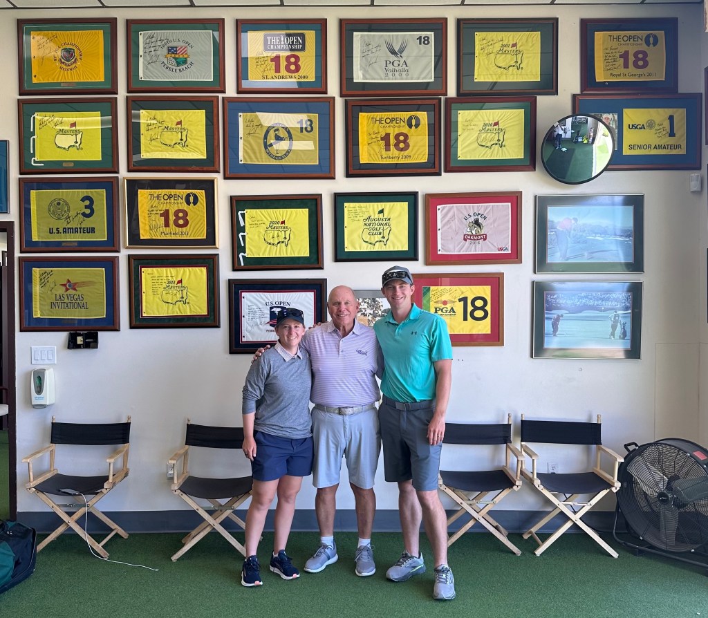 PGA Golf coach, Henry Fall alongside wife Dana Fall, and #1 coaching legend, Butch Harmon who taught Tiger Woods.