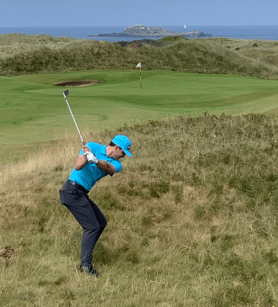 Henry Fall golf swing at Royal Portrush in Northern Ireland.