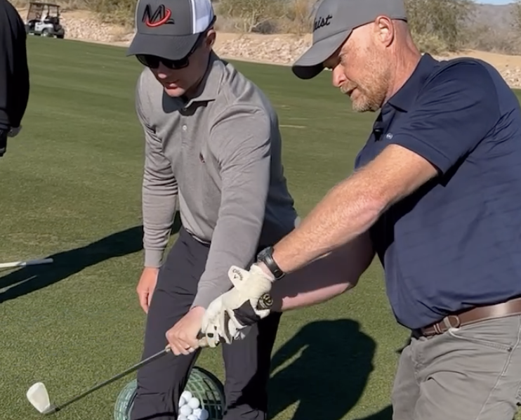 Henry Fall giving a PGA golf lesson at a recent Milo Lines Golf School in Phoenix, Arizona.