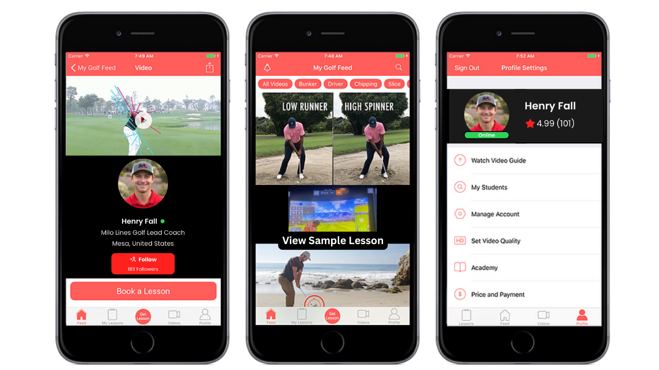 Henry Fall offers golf swing analysis and lessons online through the Skillest App to students around the world. 
